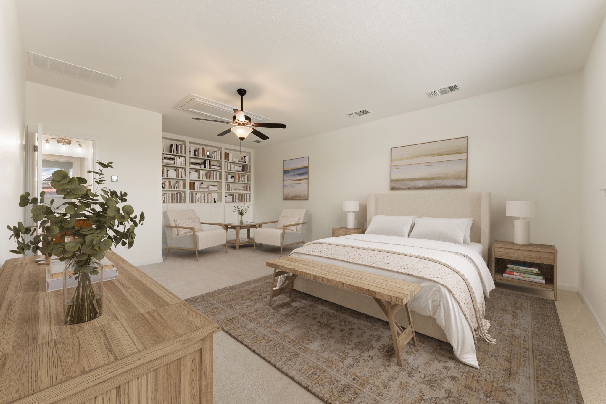 5701 Cherokee Draw Road Austin, TX 78738 - Photo 13 of 33 Guest bedroom #3 or large upstairs bonus room. Notice the built-ins! Virtually staged.