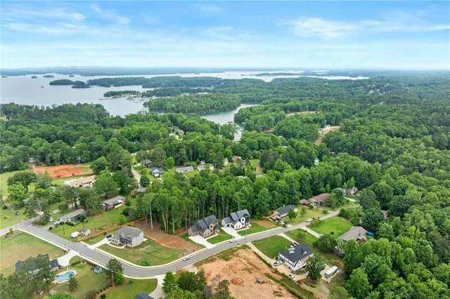 an aerial view of a house