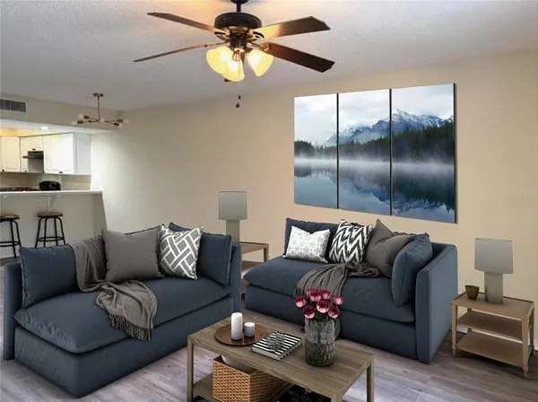 a living room with furniture