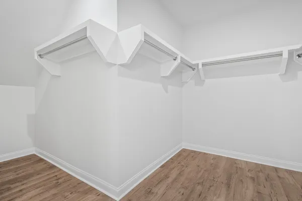 a view of an empty walk in closet