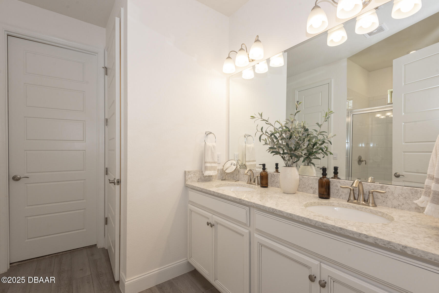 2853 Monaghan Drive Ormond Beach, FL 32174 - Photo 40 of 47 a bathroom with a sink a potted plant and a mirror
