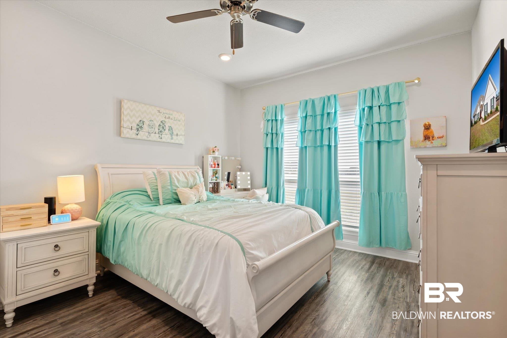 12899 Sanderling Loop Daphne, AL 36527 - Photo 22 of 28 Bedroom with ceiling fan and dark hardwood / wood-style floors