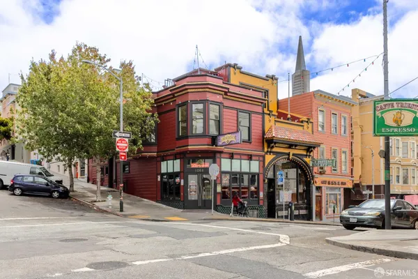 a view of a building and a street