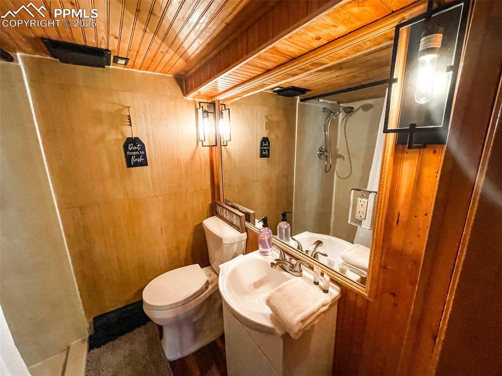 6025 Sioux Trail Cascade, CO 80809 - Photo 34 of 42 a bathroom with a sink toilet and shower