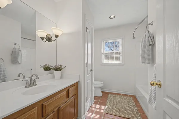 a bathroom with a bathtub