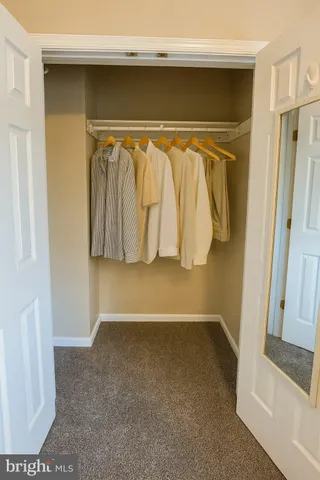 a view of walk in closet with clothes