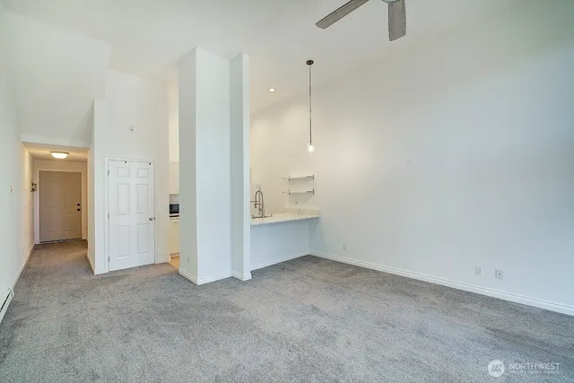 an empty room with windows