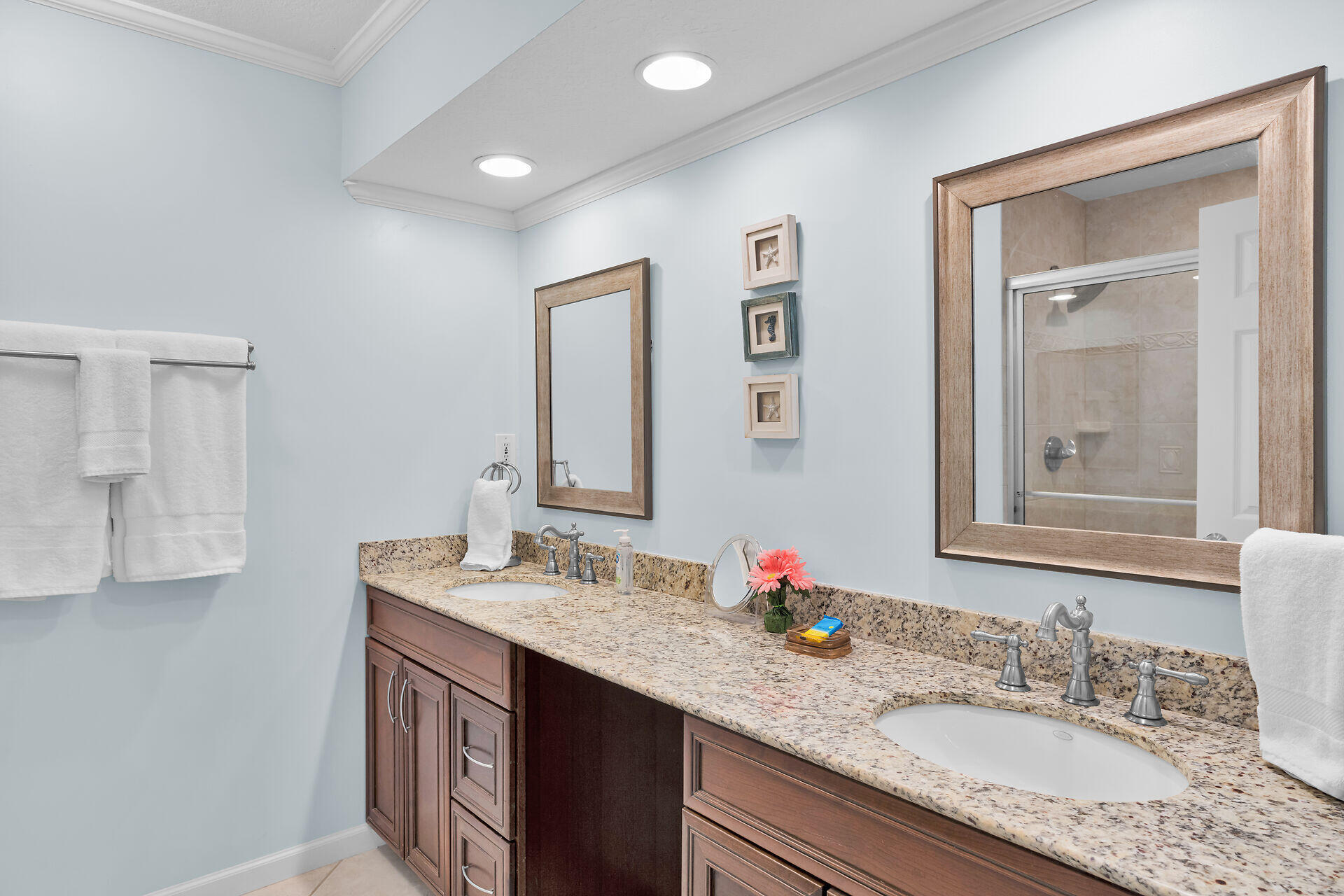 270 Sadowski Key Key Colony Beach, FL 33051 - Photo 27 of 46 a bathroom with a granite countertop double vanity sink and a mirror