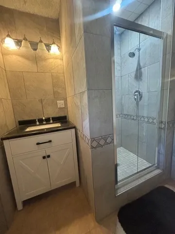 a bathroom with a shower