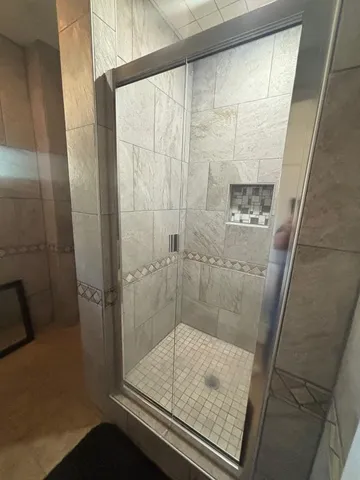 a bathroom with a shower