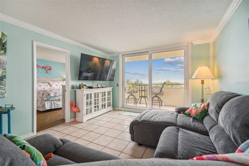 5915 Sea Ranch Drive, Unit 308 Hudson, FL 34667 - Photo 20 of 64 a living room with furniture and a flat screen tv