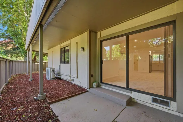 a view of a porch with backyard