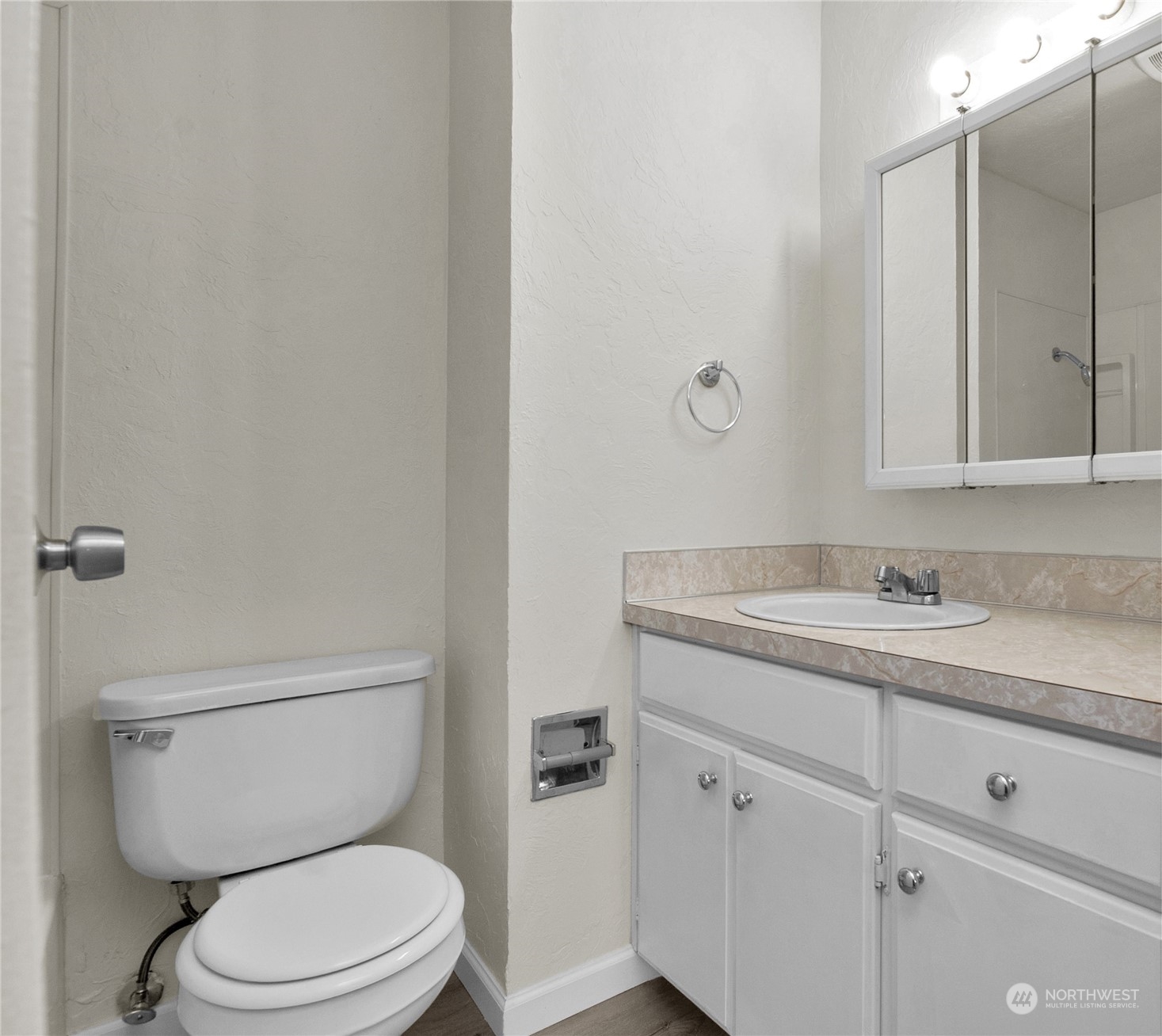 151 Ramsey Road Chehalis, WA 98532 - Photo 15 of 25 a bathroom with a granite countertop toilet sink and mirror