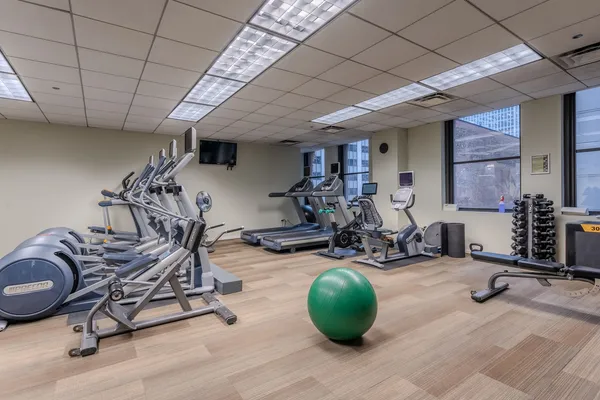 a view of a room with gym equipment