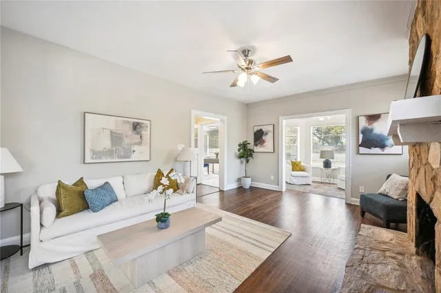 a living room with furniture