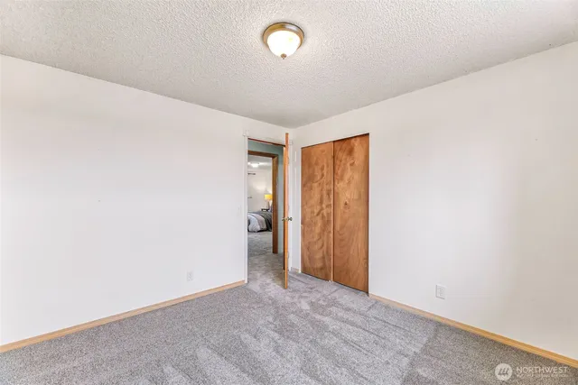 an empty room with a door