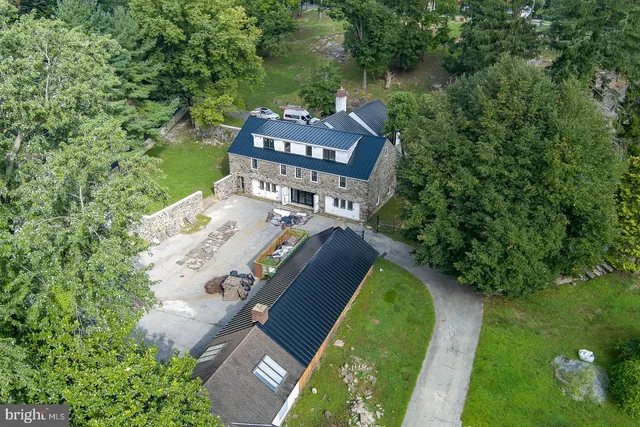 an aerial view of a house