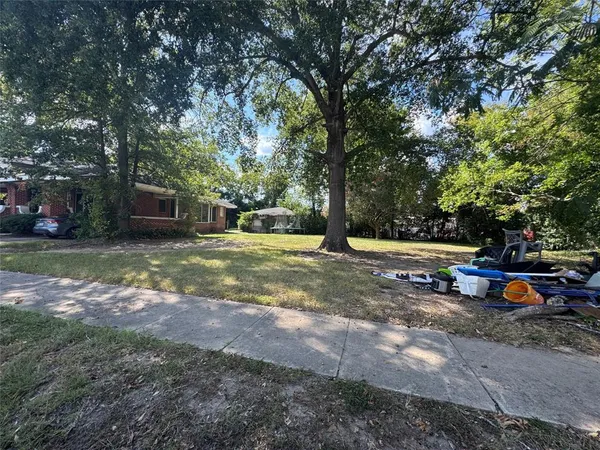 a view of a yard with a tree