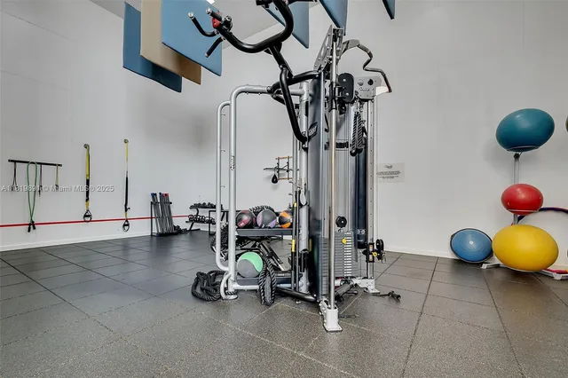 a view of a room with gym equipment