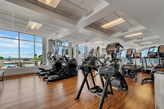 a view of a room with gym equipment