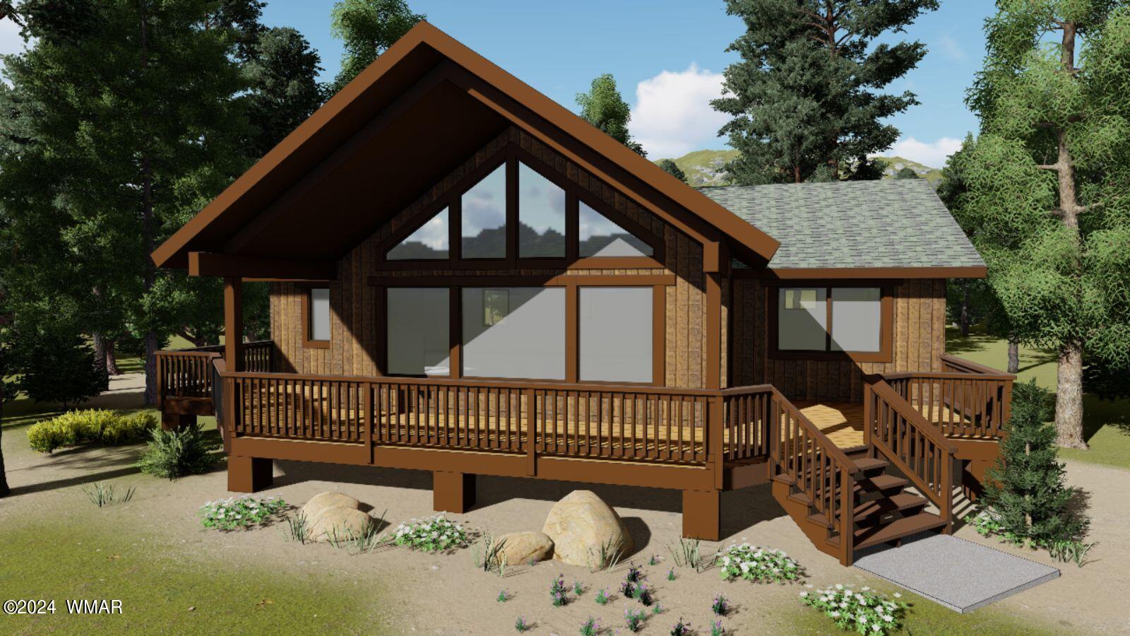 2919 Pine Rim Road Overgaard, AZ 85933 - Photo 13 of 13 a front view of a house with wooden deck