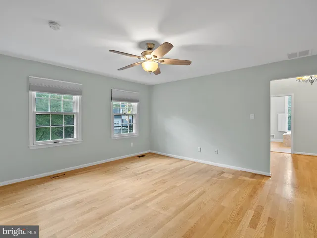 a view of a room with a window