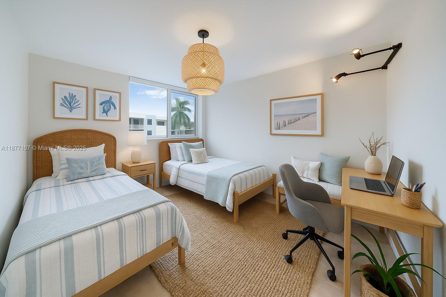 1665 Bay Road, Unit 521 Miami Beach, FL 33139 - Photo 8 of 25 a bedroom with two beds and a window