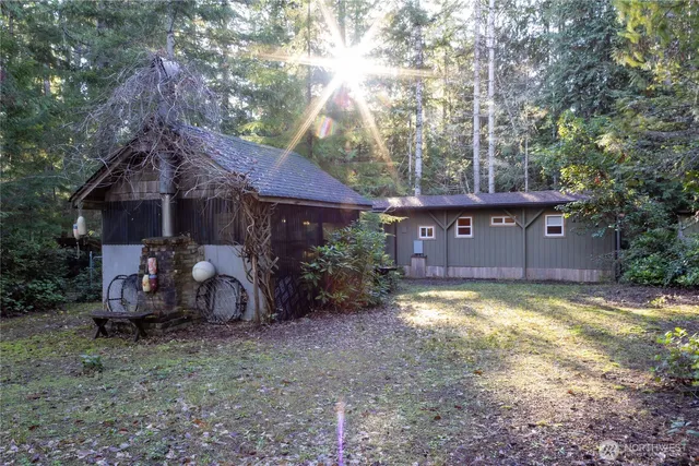 a view of a yard with a trees