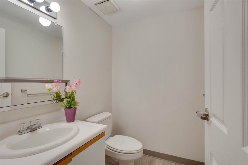1 Watermill Place, Unit 308 Arlington, MA 02476 - Photo 18 of 27 a bathroom with a sink a toilet and a mirror