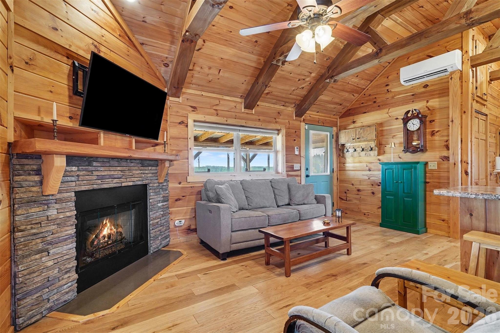 807 C E Stewart Road Clover, SC 29710 - Photo 4 of 25 a living room with furniture a flat screen tv and a fireplace
