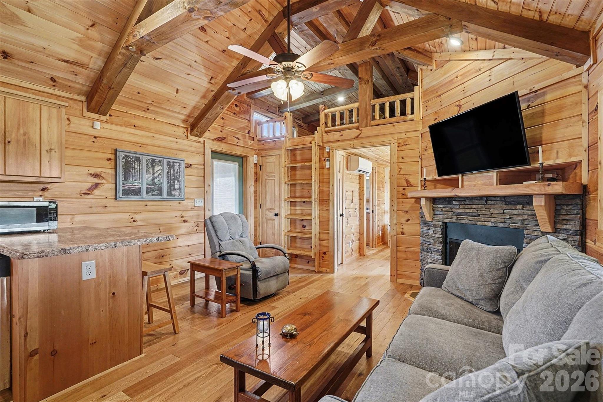 807 C E Stewart Road Clover, SC 29710 - Photo 5 of 25 a living room with furniture a flat screen tv and a fireplace