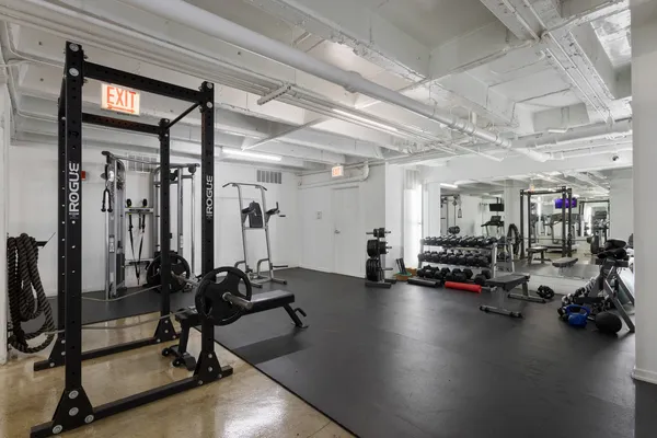 a view of a room with gym equipment