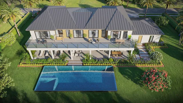 an aerial view of a house