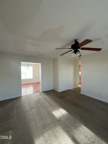a view of a room with a window