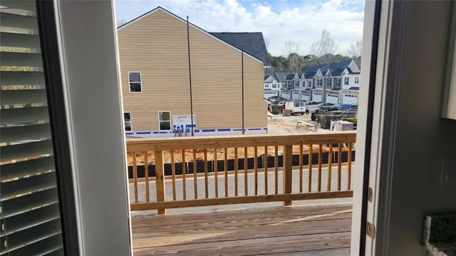 a view of a wooden deck