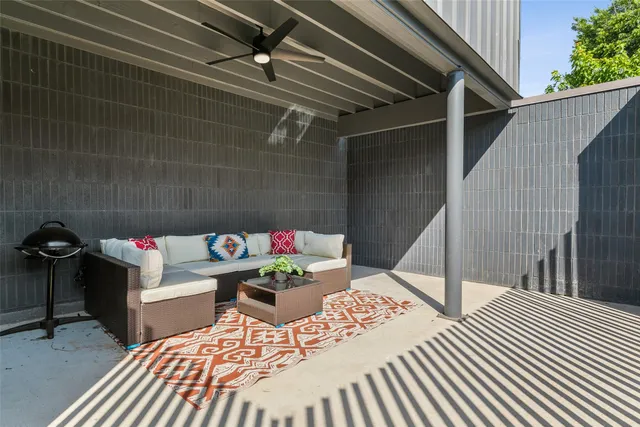 a outdoor space with sitting area
