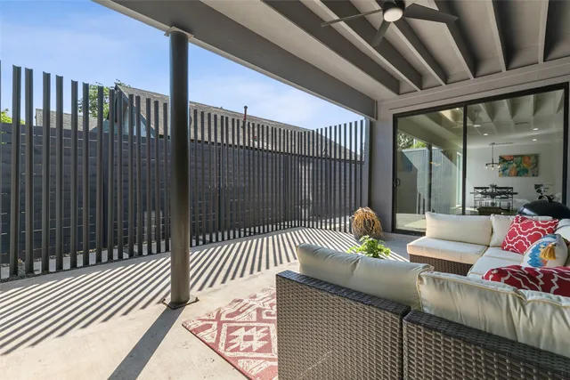 a outdoor living space with furniture