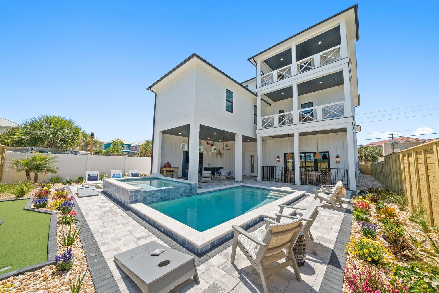 21524 Front Beach Road Panama City Beach, FL 32413 - Photo 72 of 73 a view of a house with swimming pool and sitting area