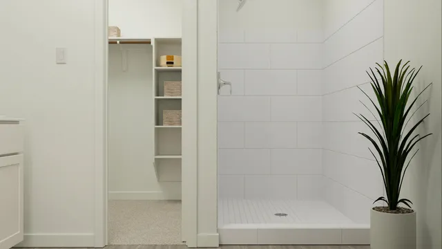a bathroom with a shower