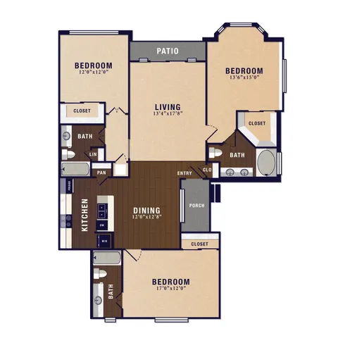 an empty room with windows and fan chandelier fan