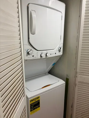a close up view of washer and dryer