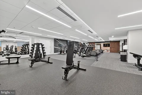 a view of a room with gym equipment