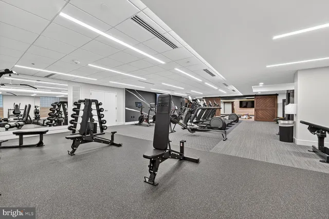 a view of a room with gym equipment