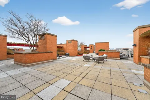 a view of a terrace with seating space