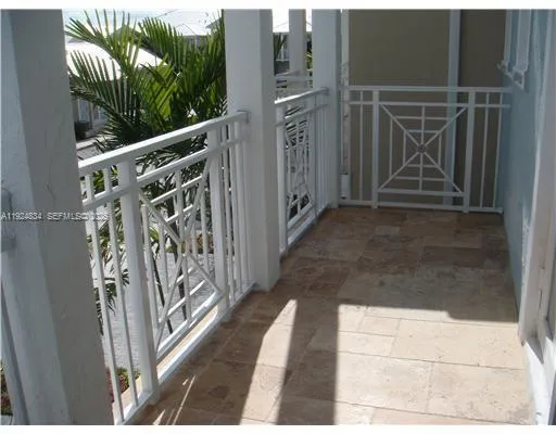 a view of a balcony and mountain view