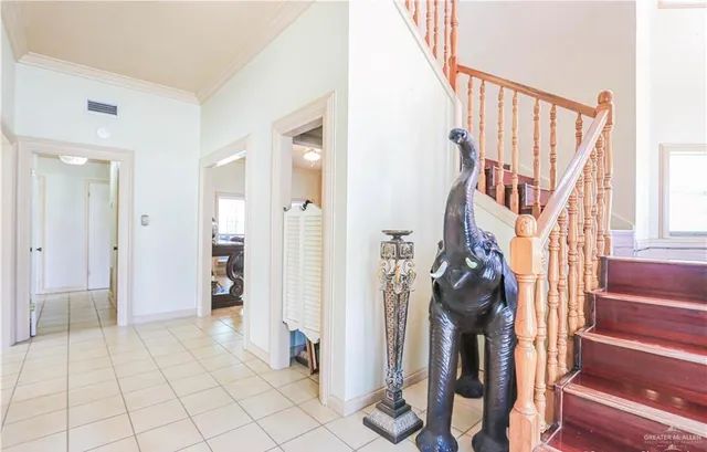 a view of an entryway with staircase