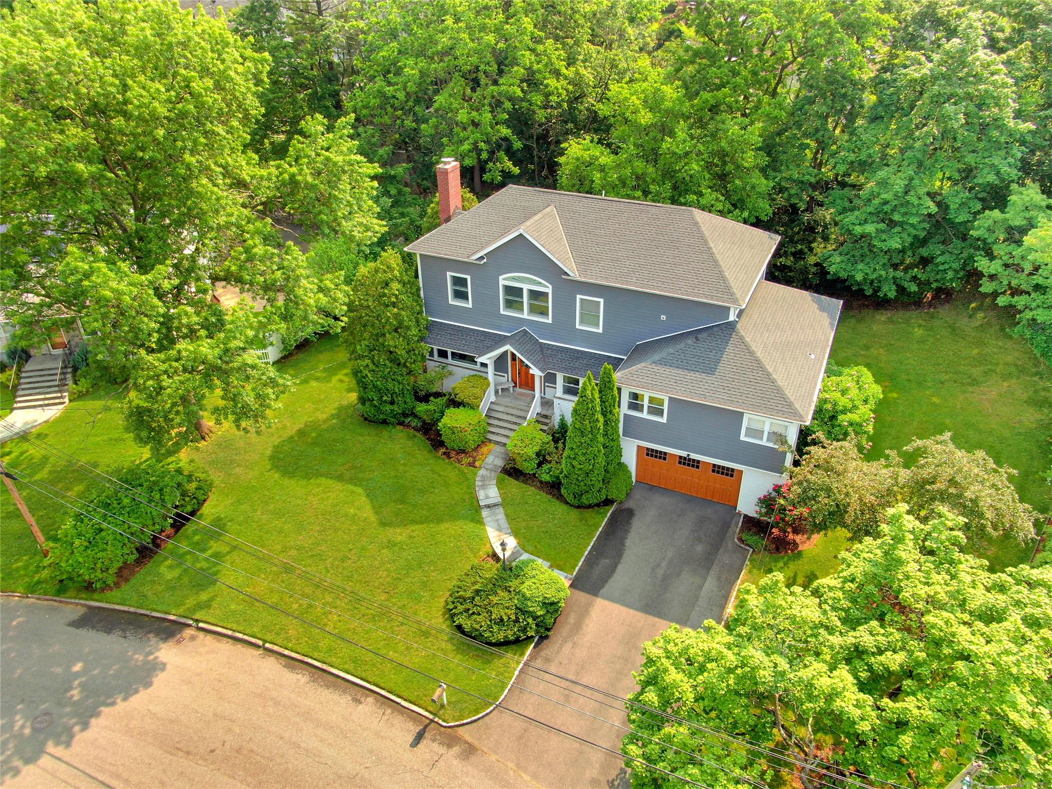 an aerial view of a house