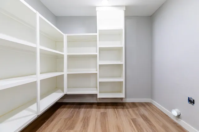 a view of an empty walk in closet