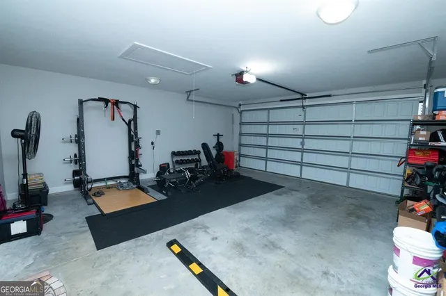 a room with gym equipment