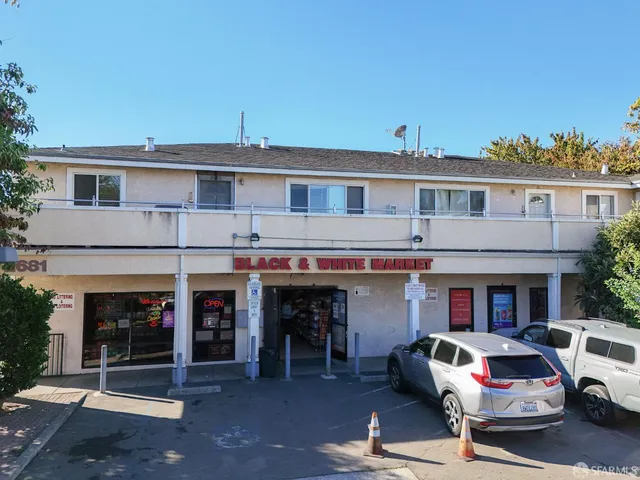 a car parked in front of a building